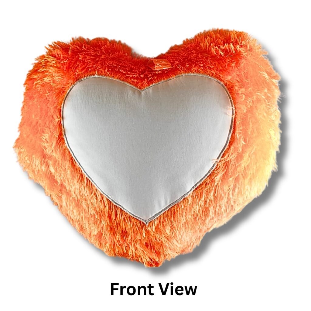 Customized Heart Photo Cushion 16 inches - Saadhya Mart Orange Front View