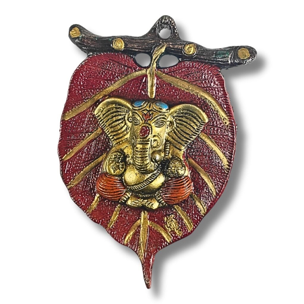 Ganesh Wall Hanging on Peepal Leaf Saadhya Mart Front View