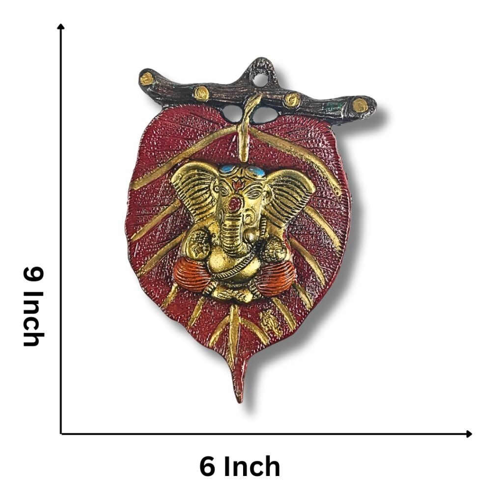 Ganesh Wall Hanging on Peepal Leaf Saadhya Mart Size View