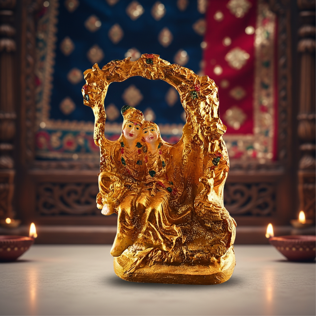 Golden Radha Krishana On Juhla - Saadhya Mart (7)