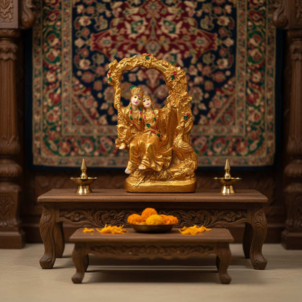 Golden Radha Krishana On Juhla - Saadhya Mart (8)