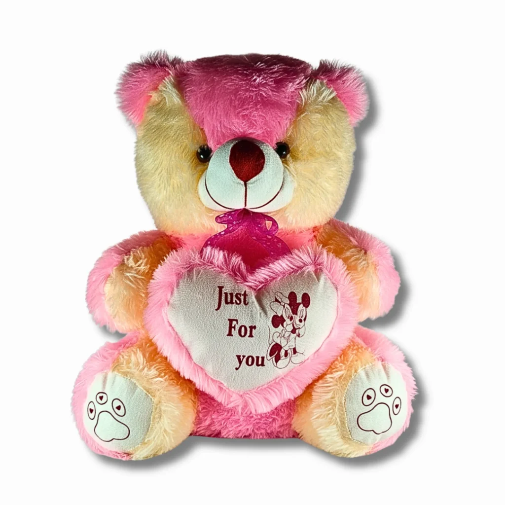 Pink Teddy Bear with Heart- Saadhya Mart Front View