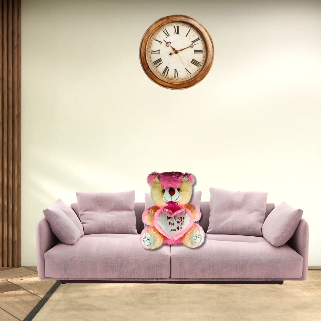 Pink Teddy Bear with Heart- Saadhya Mart Live View