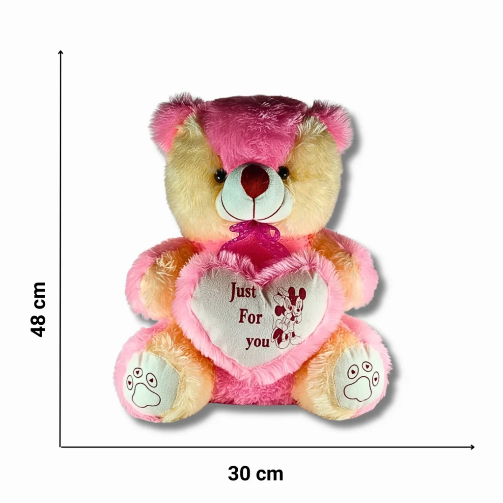 Pink Teddy Bear with Heart- Saadhya Mart Size View