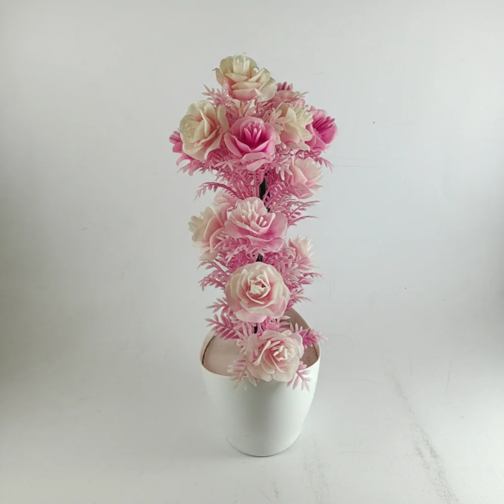 Artificial Pink Flower Plant - Saadhya Mart Left View