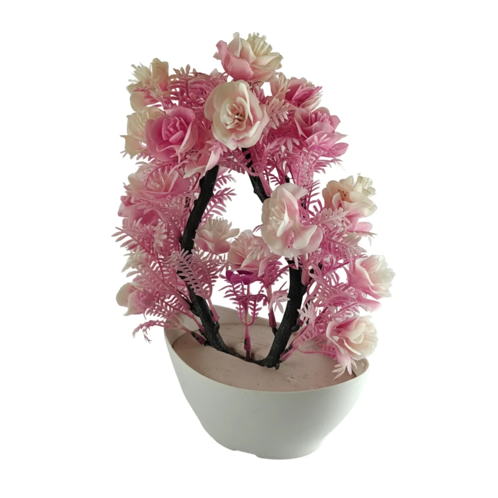 Artificial Pink Flower Plant - Saadhya Mart Slight Left View