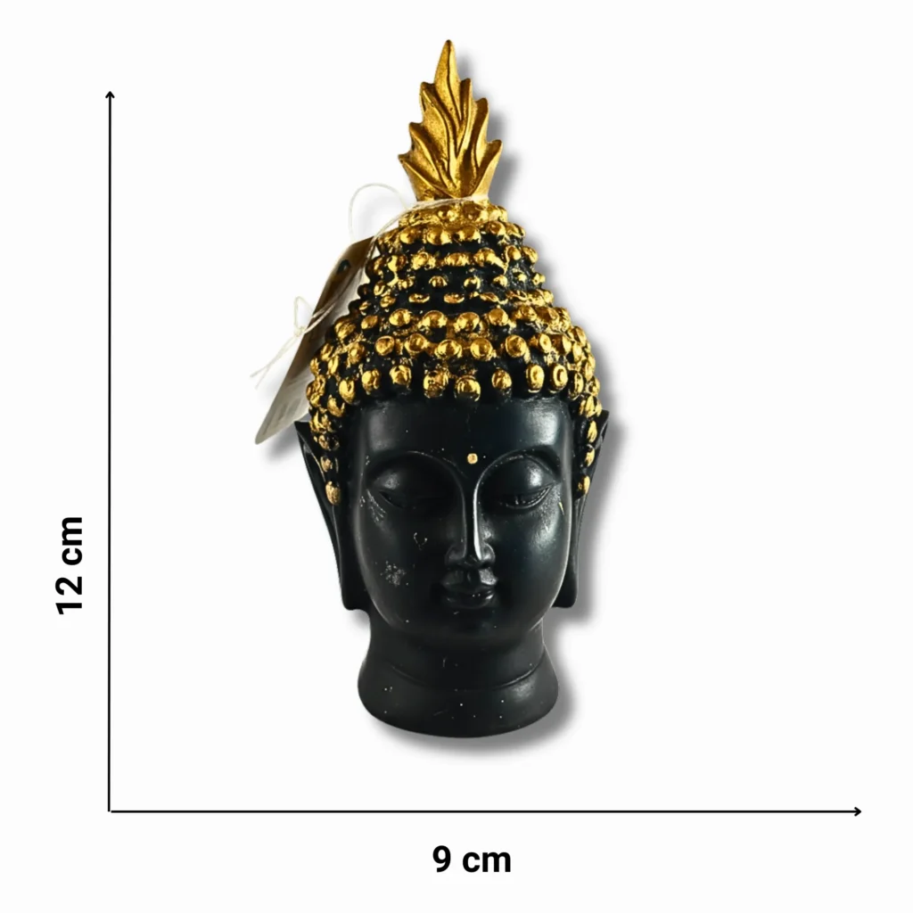 Buddha Face Black & Golden Idol for Peaceful Decor- Saadhya Mart Size View