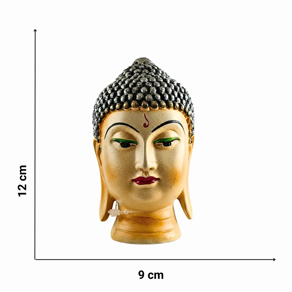 Buddha Face Brown Idol for Peaceful Home Decor- Saadhya Mart Size View