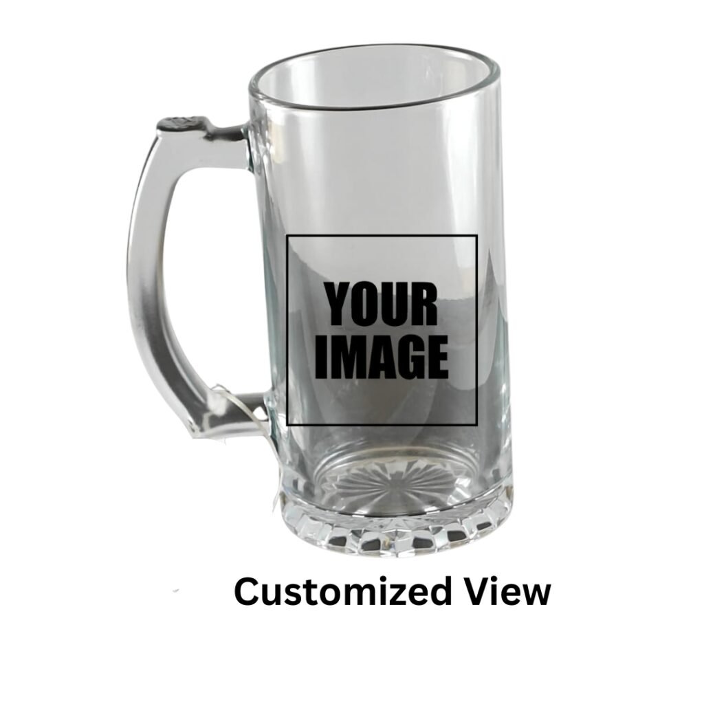 Customized Glass Beer or Milk Mug- Saadhya Mart Customized View