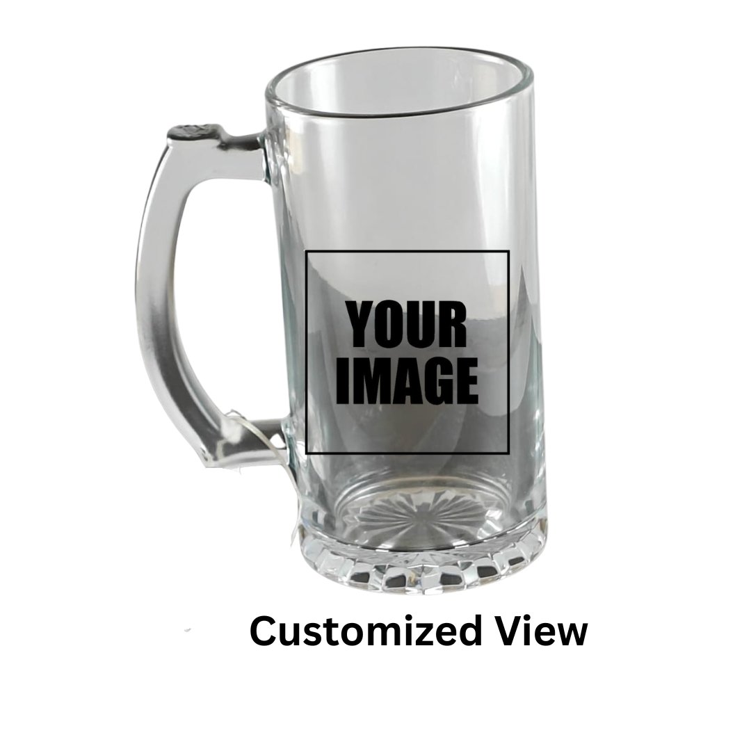 Customized Glass Beer or Milk Mug- Saadhya Mart Customized View