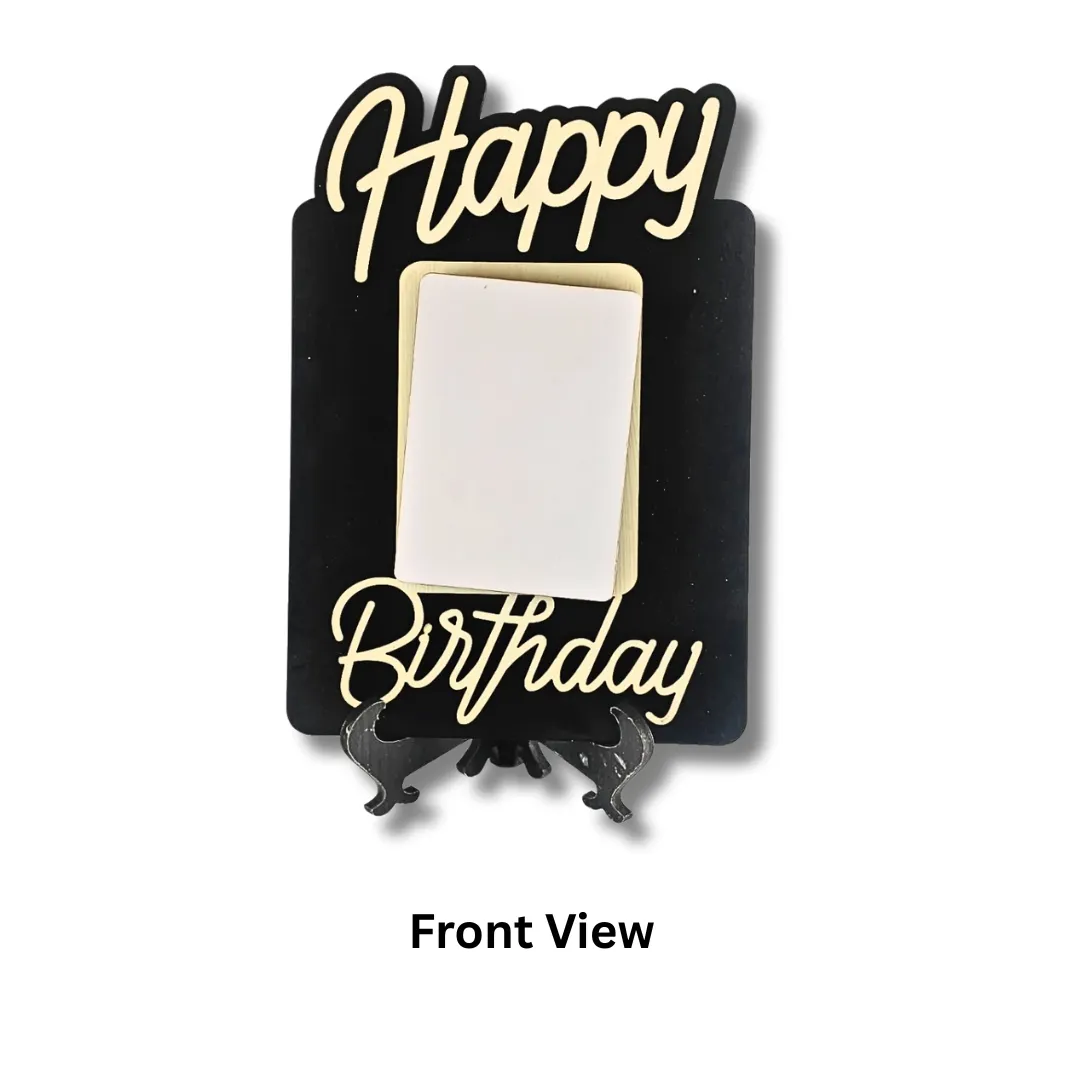 Customized Wooden Happy Birthday Table Photo Frame Front View