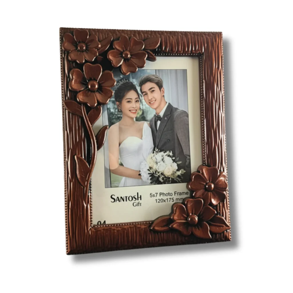 Flower Single Photo Frame Brown- Saadhya Mart Front View (10)