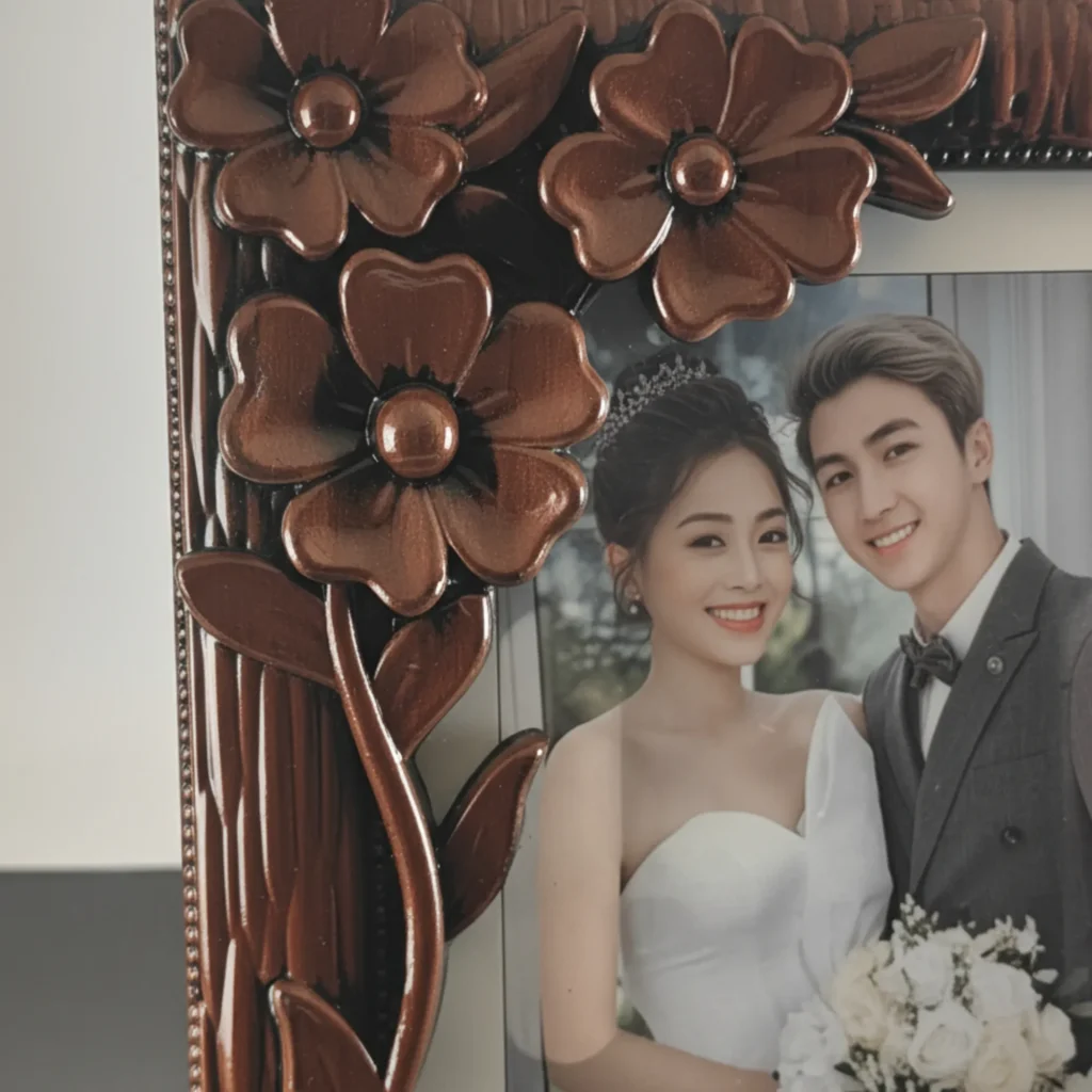 Flower Single Photo Frame Brown- Saadhya Mart Front View (11)