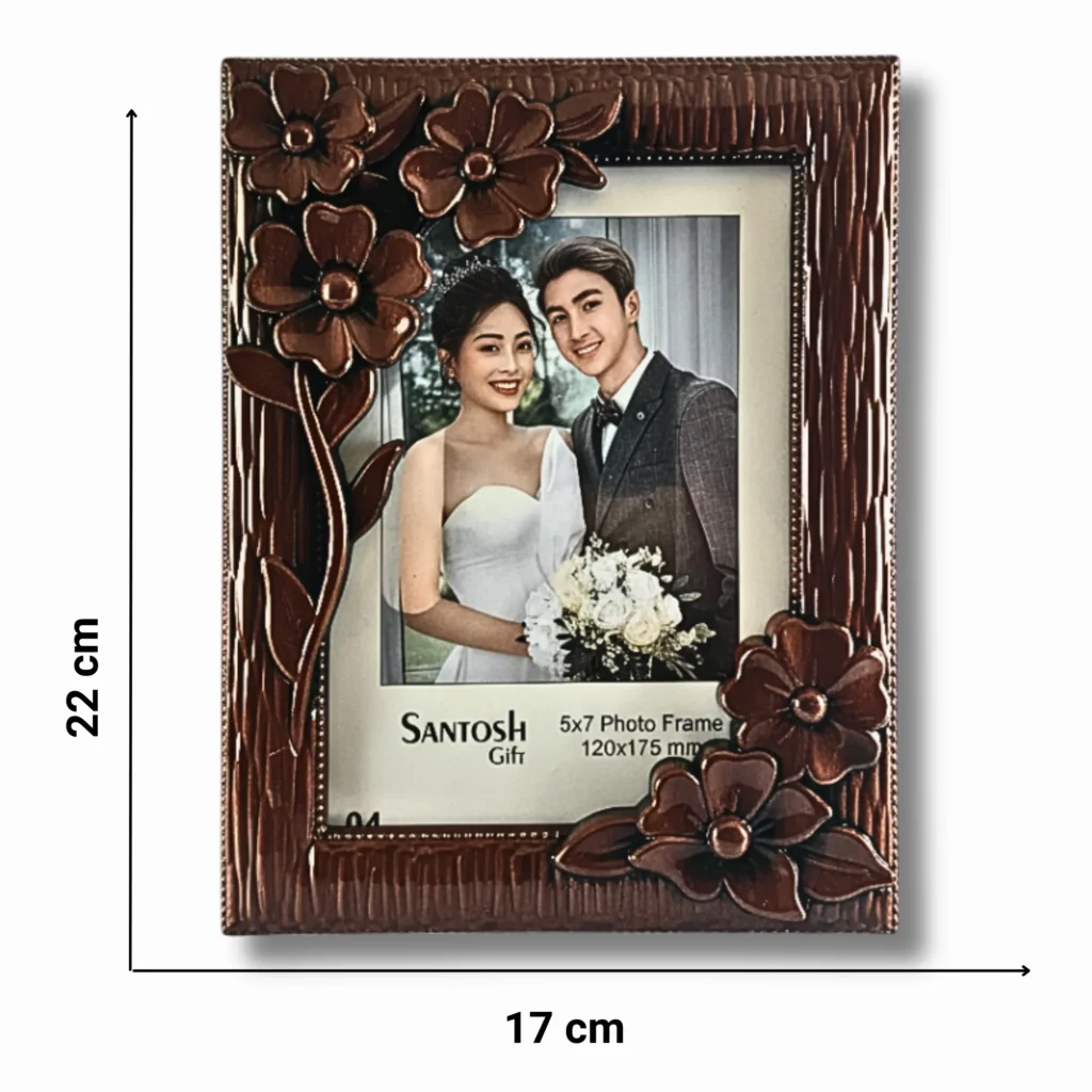 Flower Single Photo Frame Brown- Saadhya Mart Front View (8)