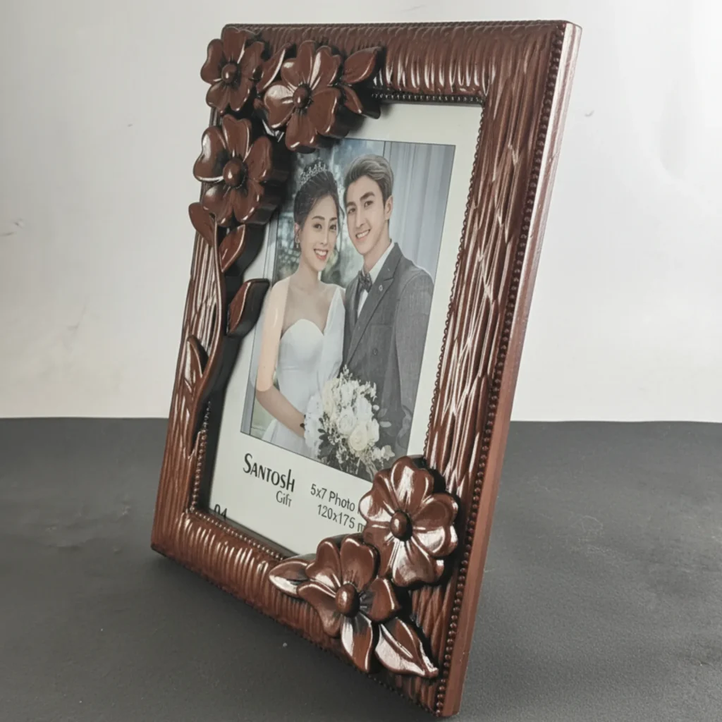 Flower Single Photo Frame Brown- Saadhya Mart Front View (9)
