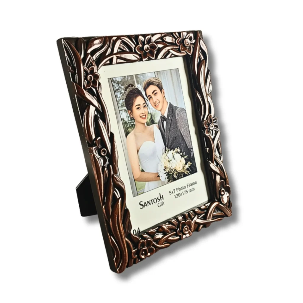 Flower With Leaves 5x7 Single Photo Frame Browns- Saadhya Mart Front