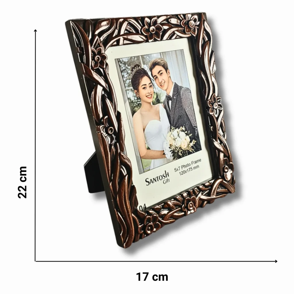 Flower With Leaves 5x7 Single Photo Frame Browns- Saadhya Mart Size View
