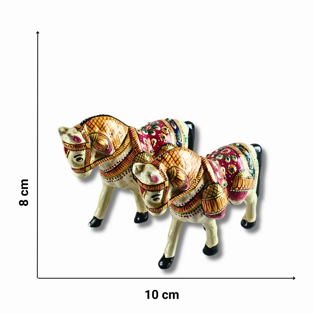 Handcrafted Decorative Horse Pair Showpiece – 10 cm - Saadhya Mart (11)