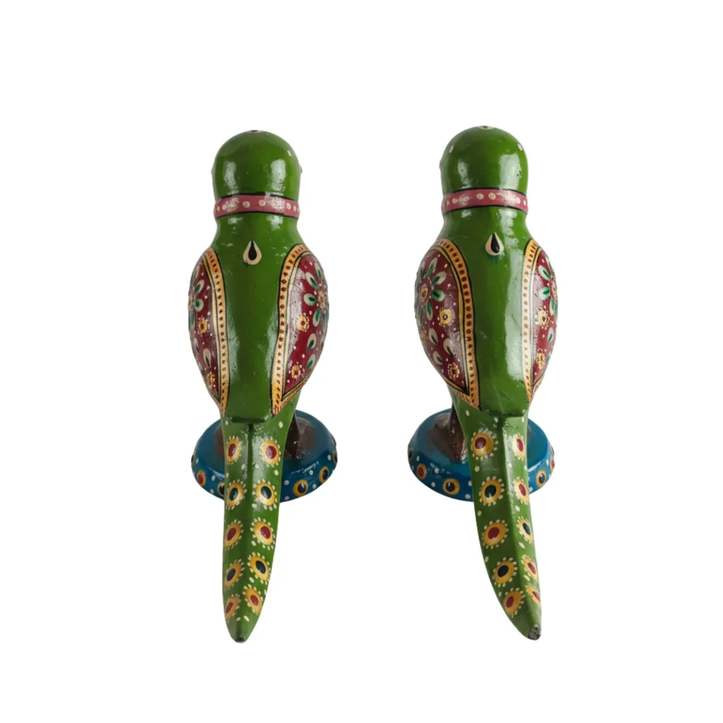 Handcrafted Decorative Parrot Pair Showpiece – 14 cm - Saadhya Mart Back View
