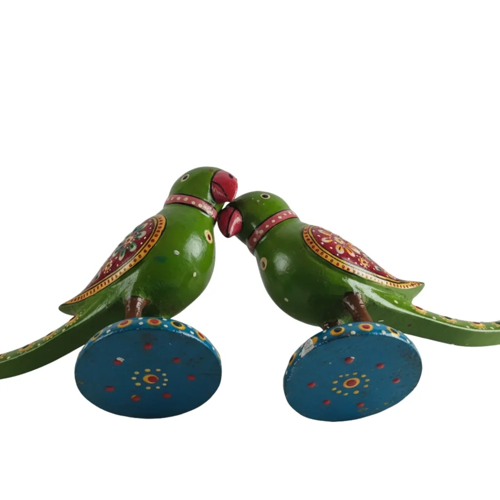 Handcrafted Decorative Parrot Pair Showpiece – 14 cm - Saadhya Mart Bottom VIew