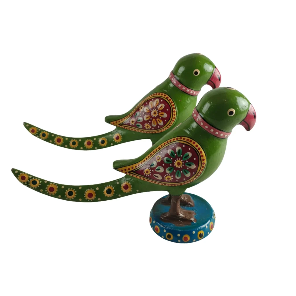 Handcrafted Decorative Parrot Pair Showpiece – 14 cm - Saadhya Mart Right View