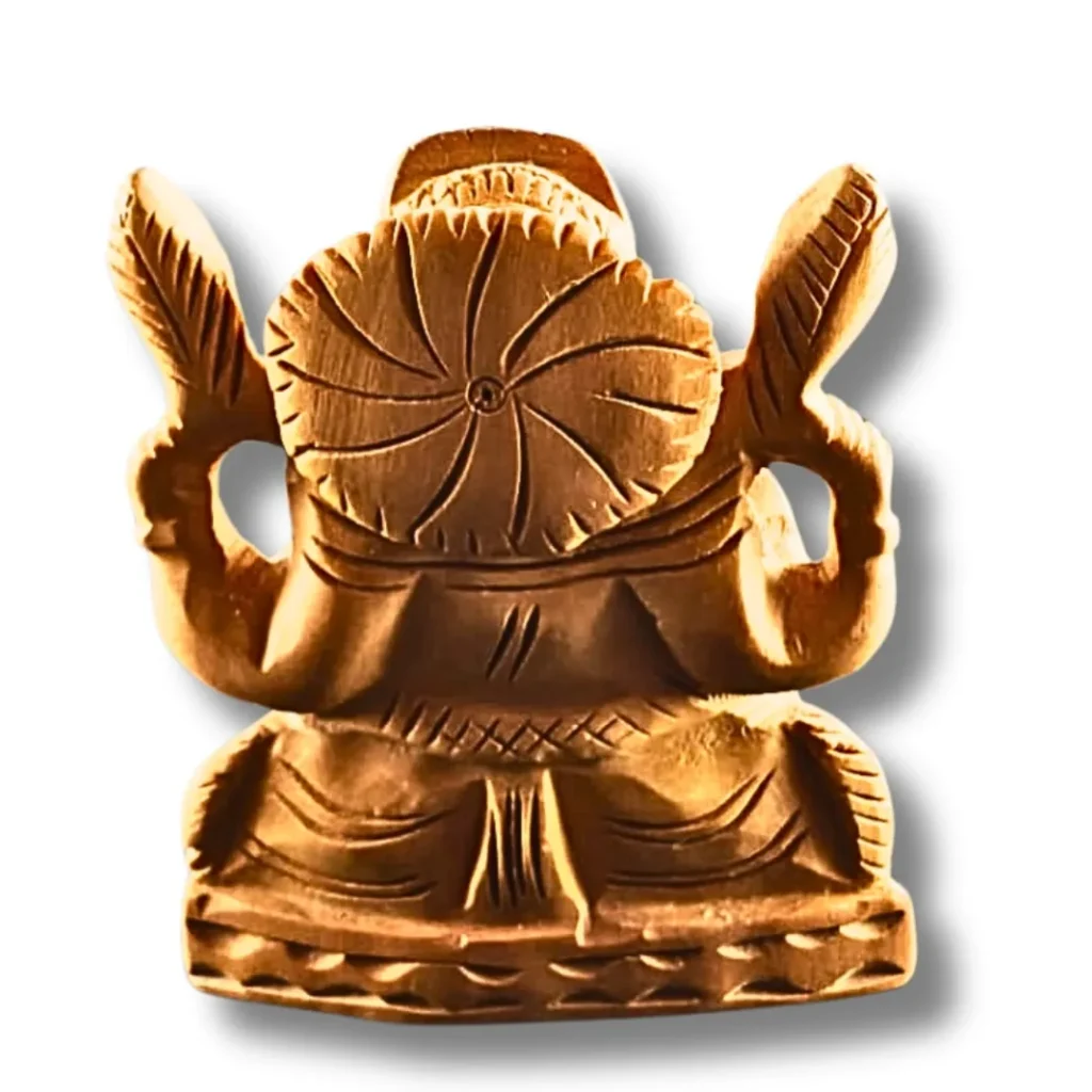 Handcrafted Wooden Ganesha Idol- Saadhya Mart Back View