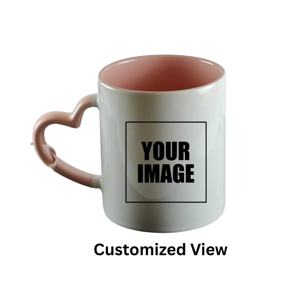 Personalised Heart Handle Ceramic Mug- Saadhya Mart Customized View