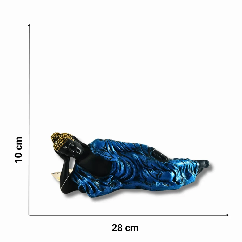 Sleeping Buddha Blue Idol for Home Decor- Saadhyamart Size VIew