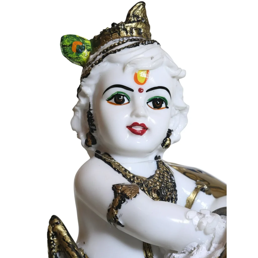 White Makhan Chor Idol- Saadhya Mart Closeup View