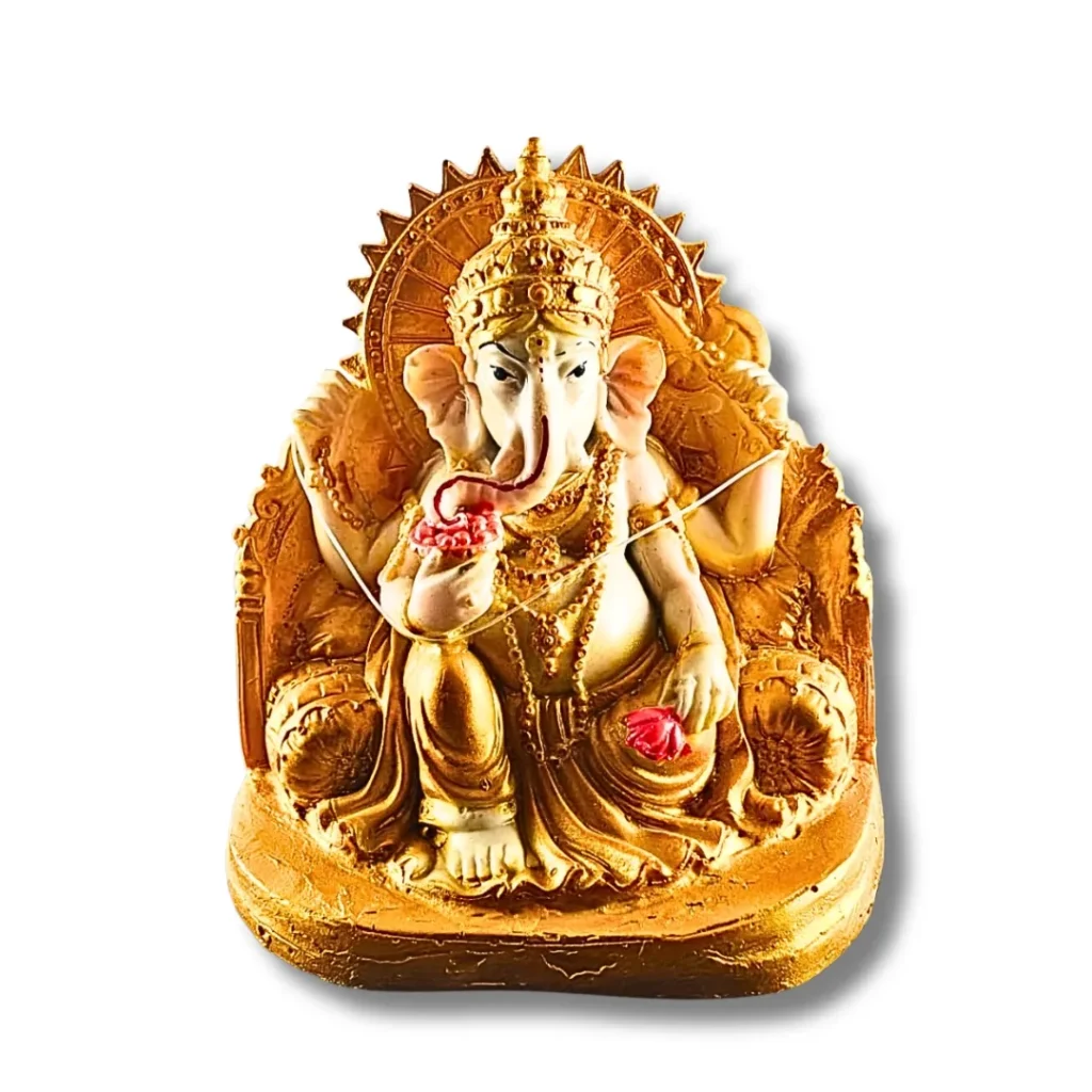 Golden Ganpati idol- Saadhya Mart Front View