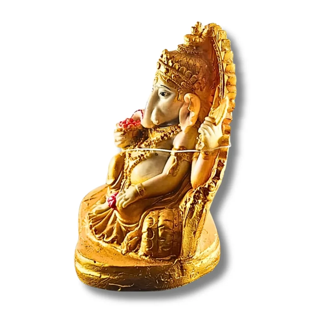 Golden Ganpati idol- Saadhya Mart Left VIew