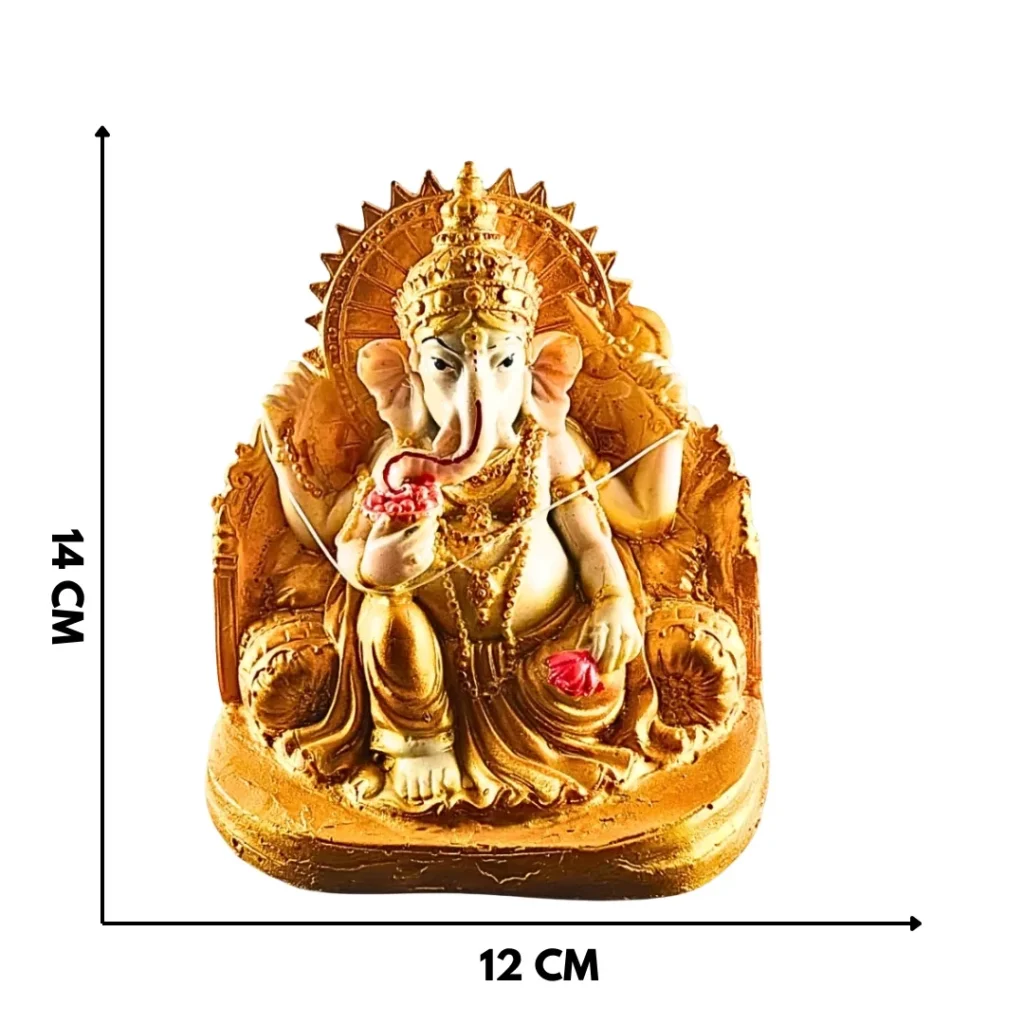 Golden Ganpati idol- Saadhya Mart Size View