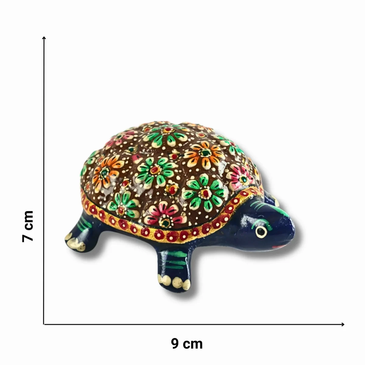 Handcrafted Floral Metal Turtle Showpiece- Saadhya Mart Size View
