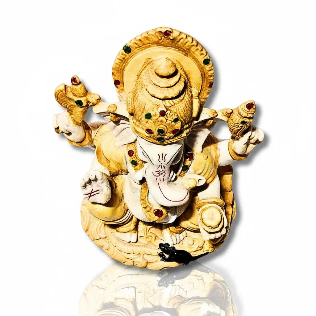 Lord Ganesha Idol with Mooshak- Saadhya Mart (16)