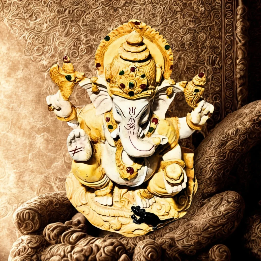 Lord Ganesha Idol with Mooshak- Saadhya Mart (17)